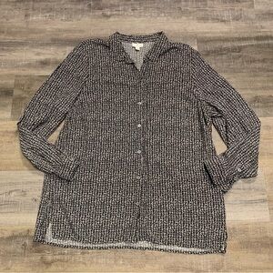 J. Jill XL Printed Button Up Blouse Top